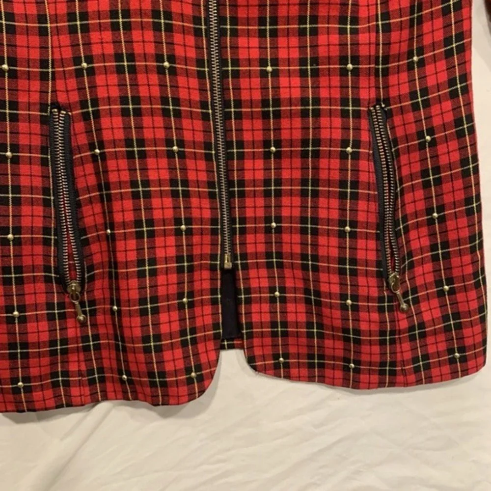 Vintage N.R.1 Red Plaid Blazer Size 8‎ Made in USA Punk Grunge Preppy 90s Y2K